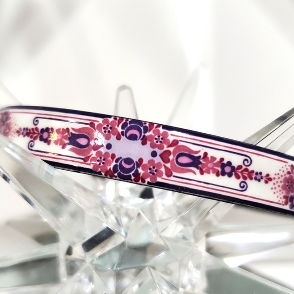 Stunning Vintage MICHAELA FREY WILLE Floral Enamel Bangle Bracelet - Picture 3 of 7